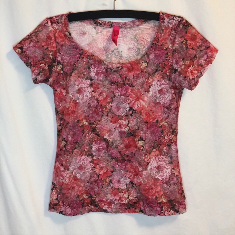 Vibrant Floral Short Sleeve Women's Top Small (S)